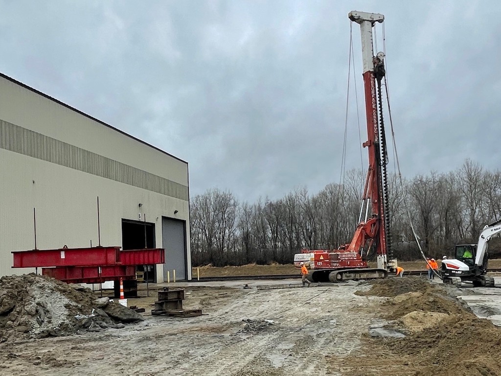 load test performed to determine capacity of augercast piles
