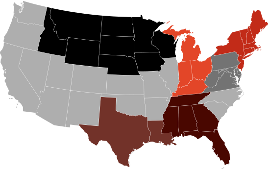 map of Subsurface Constructors sales regions